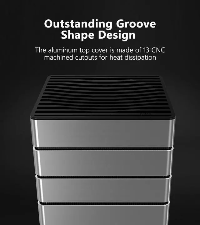 Alt view image 4 of 7 - ABEE AS Enclosure RS07 SILVER Mini-ITX Aluminum Computer Case w/ Aluminum Frame, 3D High-Gloss Front Panel, Unique CNC Groove Shape of Aluminum Top Cover, CNC Aluminum Base, ATX/SFX/SFX-L PSU Support