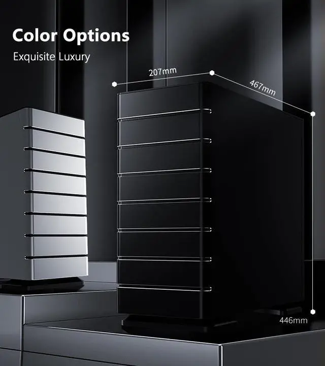 Alt view image 6 of 7 - ABEE SMART EM30 BLACK ATX Mid-Tower Aluminum Computer Case w/ Compact Size, Aluminum Frame & All Panels, 3D High-Gloss Front Panel, Unique CNC Groove Shape of Aluminum Top Cover, CNC Aluminum Base