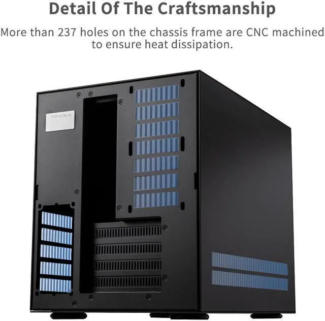 Alt view image 4 of 7 - ABEE AS Enclosure W1 BLACK Micro ATX Aluminum Computer Case w/ Aluminum Frame, Compact Size, Dual-chamber Internal Layout, Aluminum Feet, Interchangeable Panel, Support 240mm Radiator & SFX/SFX-L PSU