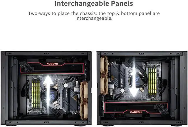 Alt view image 7 of 7 - ABEE AS Enclosure W1 BLACK Micro ATX Aluminum Computer Case w/ Aluminum Frame, Compact Size, Dual-chamber Internal Layout, Aluminum Feet, Interchangeable Panel, Support 240mm Radiator & SFX/SFX-L PSU