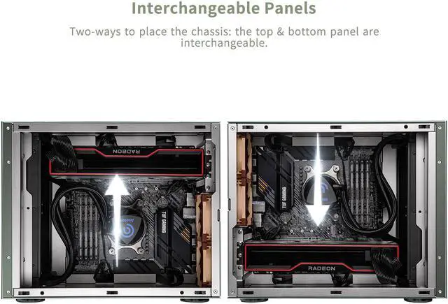 Alt view image 7 of 7 - ABEE AS Enclosure W1 GREEN Micro ATX Aluminum Computer Case w/ Aluminum Frame, Compact Size, Dual-chamber Internal Layout, Aluminum Feet, Interchangeable Panel, Support 240mm Radiator & SFX/SFX-L PSU