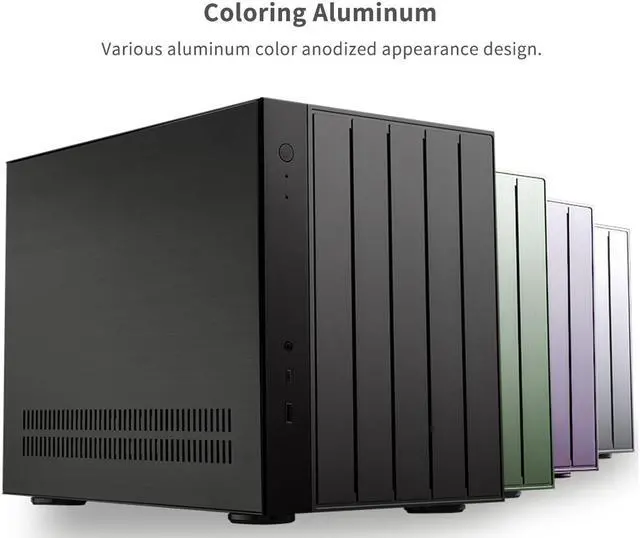 Alt view image 5 of 7 - ABEE AS Enclosure W1 BLACK Micro ATX Aluminum Computer Case w/ Aluminum Frame, Compact Size, Dual-chamber Internal Layout, Aluminum Feet, Interchangeable Panel, Support 240mm Radiator & SFX/SFX-L PSU
