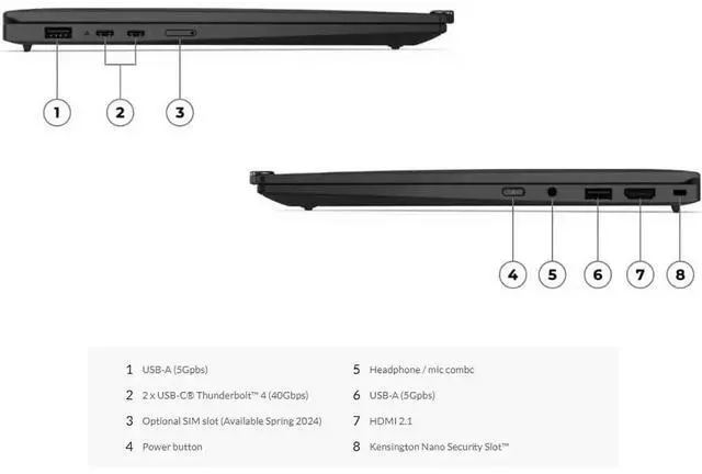 Alt view image 3 of 7 - Lenovo Gen 12 ThinkPad X1 Carbon Laptop with Intel Ultra 7 155U Processor, 14" WUXGA 100% sRGB Touchscreen, 32GB 6400MHz RAM, 1TB Gen4 Performance SSD, FHD+ IR+ RGB Camera, and Windows 11 Pro