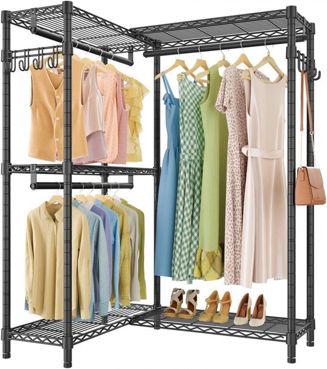 L Shaped Closet Organizer, Freestanding Corner Clothes Garment