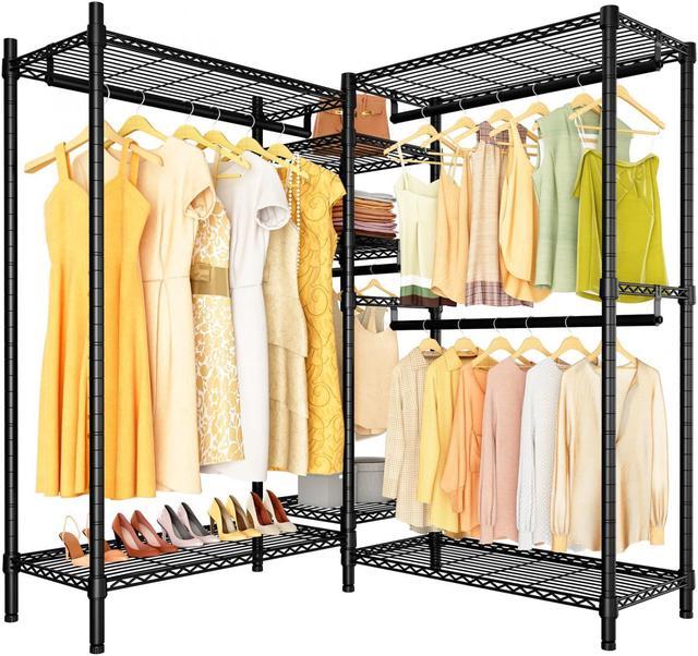 L Shaped Closet Organizer, Freestanding Corner Clothes Garment