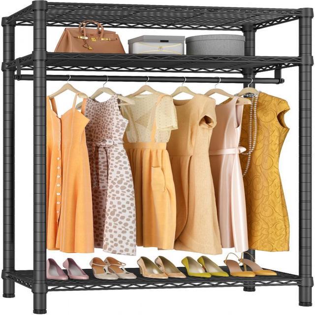 3 - Tier Closet Hanging Organizer, Clothes Hanging Shelves with