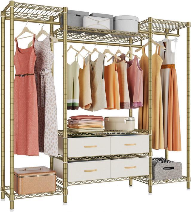 Freestanding Closet Organizer, Garment Rack with 6 Shelves