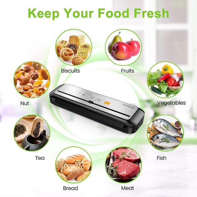 KOIOS Vacuum Sealer Machine, Automatic Food Sealer with Cutter, Dry & Moist  Modes, Compact Design Powerful Suction Air Sealing System with 10 Sealing