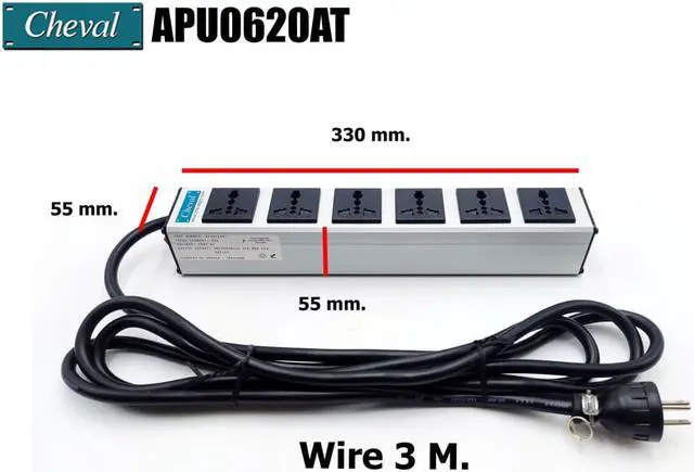 Alt view image 3 of 6 - Arion Power Bar Basic PDU 20A, 6x Universal Socket 110VAC Wide 3m.