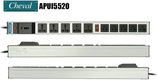 Alt view image 3 of 6 - Arion Power Bar Basic PDU 20A, 5x Universal and 5x International Socket 110VAC Wide 3m.