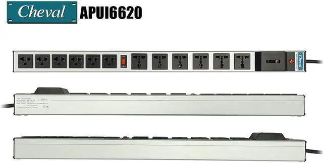 Alt view image 5 of 6 - Arion Power Bar Basic PDU 20A, 6x Universal and 6x International Socket 110VAC Wide 3m.