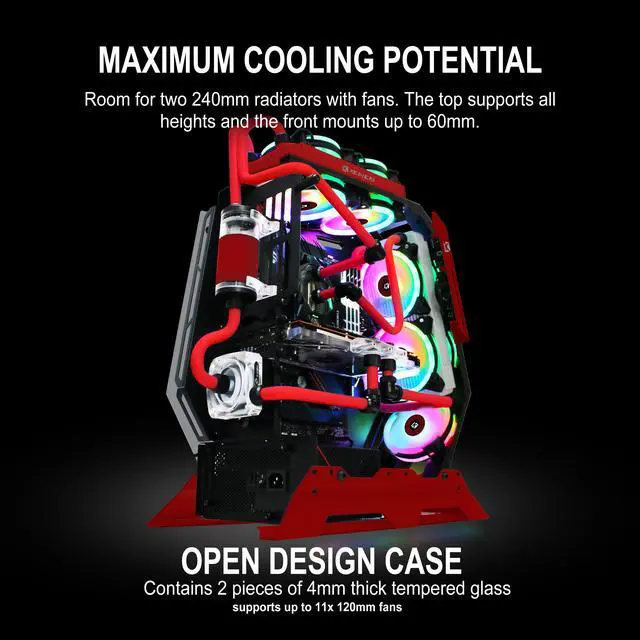 Alt view image 4 of 7 - KEDIERS Computer Case ATX Mid-Tower PC Gaming Case Open Tower Case - USB3.0 - Remote Control - 2 Tempered Glass - Cooling System - Airflow - Cable Management C-570