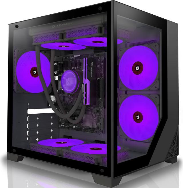 KEDIERS Micro ATX Tower PC Case 7 ARGB Fans Gaming PC Mini Case with  2*Tempered Glass