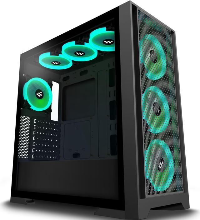  KEDIERS PC Case - ATX Mid Tower Tempered Glass Gaming Computer  Open Frame Case with 7 ARGB Fans : Electronics