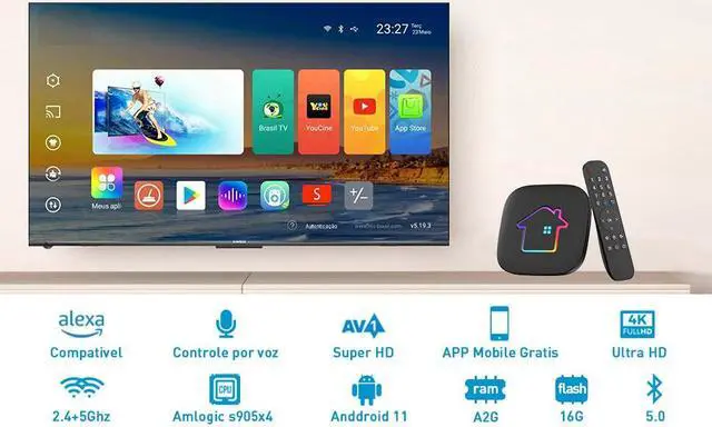 Alt view image 5 of 7 - 2025 H8 Box Brazil TV Box - H8 TV Brazil Brazilian TV Box Support 2.4GHz/ 5GHz WiFi 4K UHD Bluetooth 5.0 + Free Fast Shipping