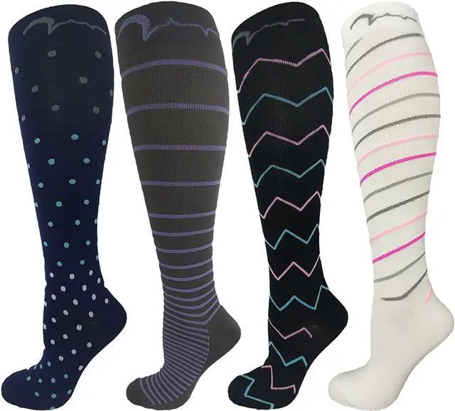 Alt view image 2 of 7 - Swell Relief 8 Pair Graduated Compression Socks 15-20 mmHg Designs Medium/Large