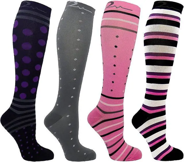 Alt view image 3 of 7 - Swell Relief 8 Pair Graduated Compression Socks 15-20 mmHg Designs Medium/Large