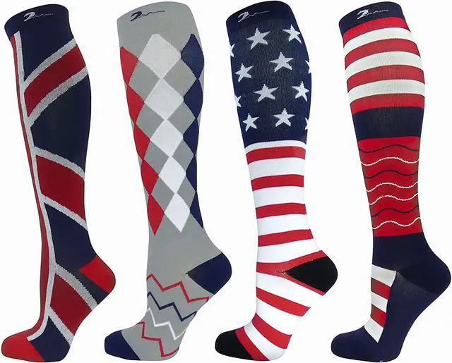 Main image of Swell Relief Patriotic Graduated Moderate Compression Sock Set of 4 Pair. S/M