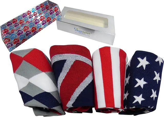 Alt view image 3 of 7 - Swell Relief Patriotic Graduated Moderate Compression Sock Set of 4 Pair. S/M