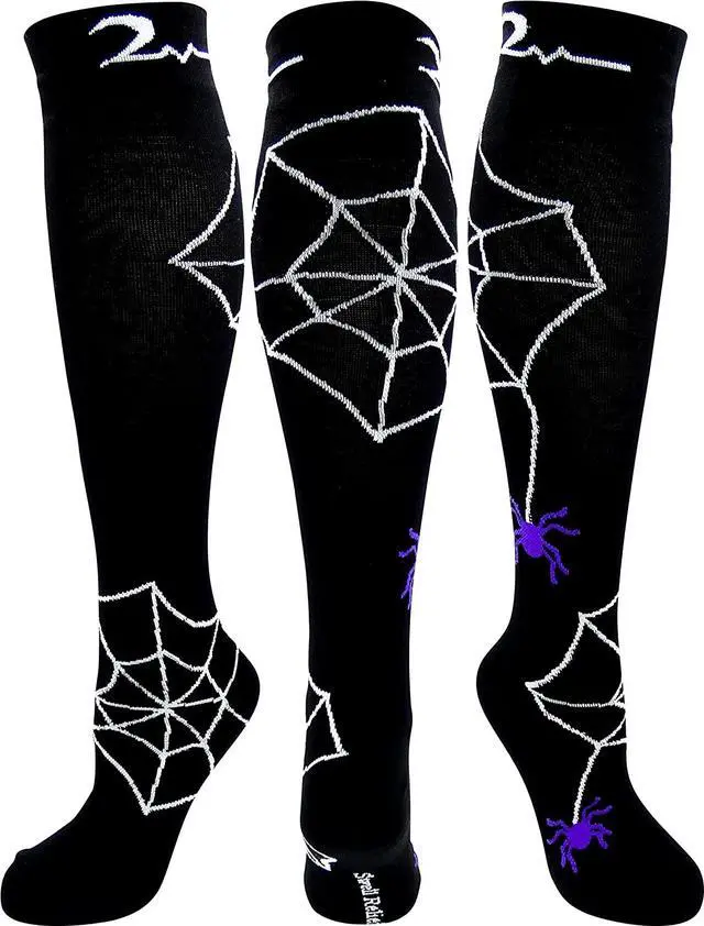 Alt view image 5 of 7 - 4 Pair Medium/Large Extra Soft Premium Quality Colorful Moderate Graduated Compression Socks 15-20 mmHg. Nurses, Running, Travel, Knee-High, Mens & Womens Comfort Blend. Halloween Dress Up Designs
