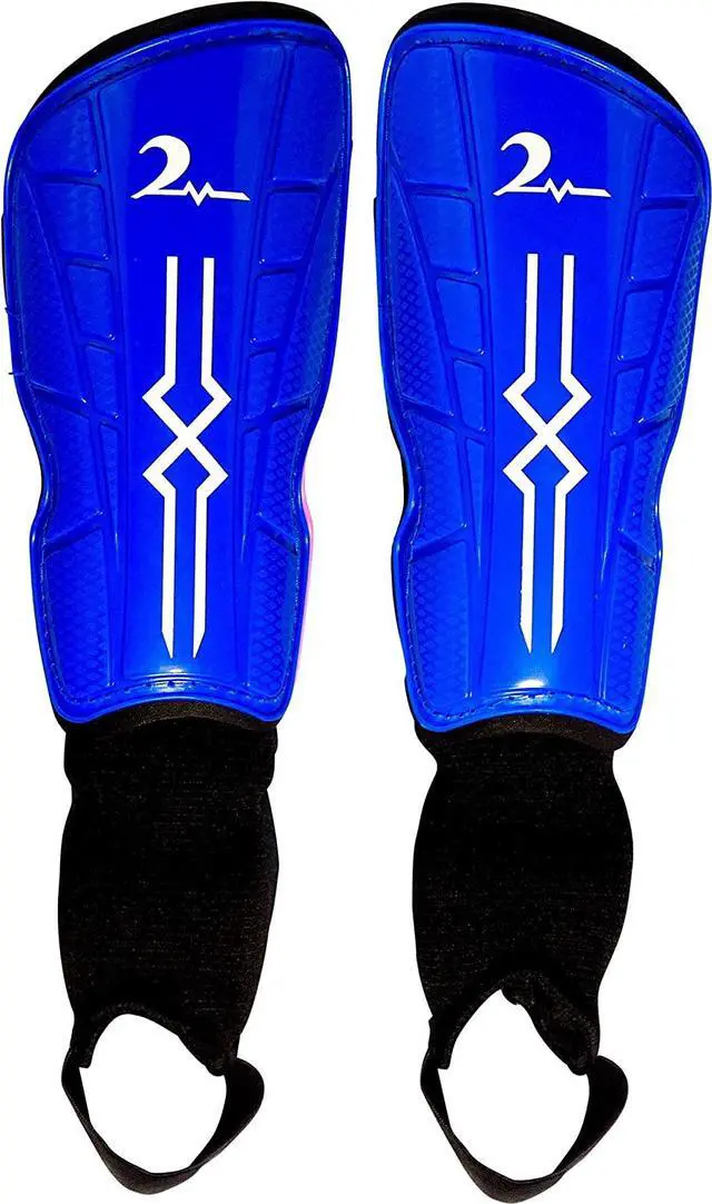 Main image of Kids Soccer Shin Guards with Adjustable Straps Ages 4-7. Blue