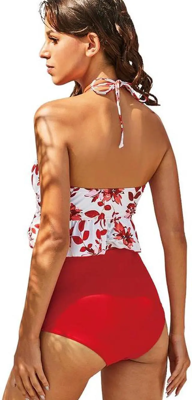 Alt view image 3 of 6 - 2 Piece Bathing Suits For Women, Trendy High Waisted Bikini Tankini Comfortable and Stylish – Multiple Colors and Designs – N367