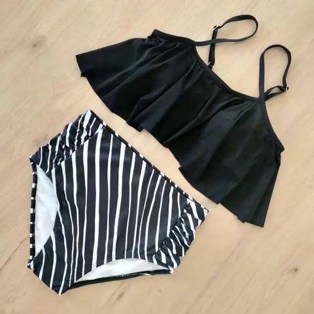 Alt view image 2 of 7 - 2 Piece Bathing Suits For Women, Trendy High Waisted Bikini Tankini Comfortable and Stylish – Multiple Colors and Designs – SetE