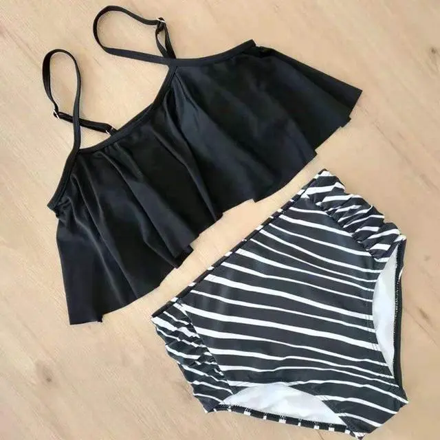 Alt view image 6 of 7 - 2 Piece Bathing Suits For Women, Trendy High Waisted Bikini Tankini Comfortable and Stylish – Multiple Colors and Designs – SetE