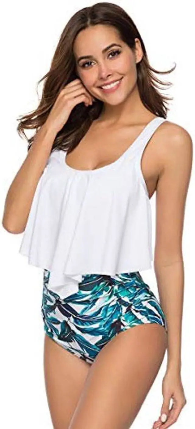 Alt view image 3 of 7 - 2 Piece Bathing Suits For Women, Trendy High Waisted Bikini Tankini Comfortable and Stylish – Multiple Colors and Designs – Set 1