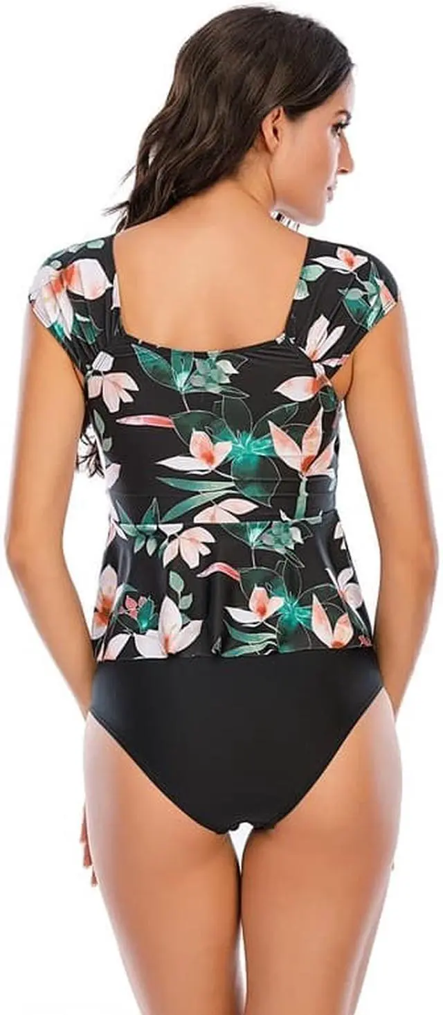 Alt view image 4 of 7 - 2 Piece Bathing Suits For Women, Trendy High Waisted Bikini Tankini Comfortable and Stylish – Multiple Colors and Designs – N841