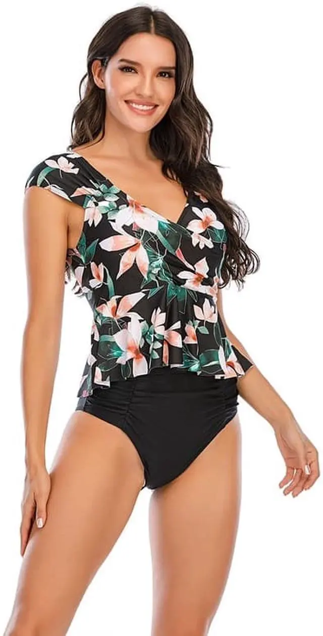 Alt view image 6 of 7 - 2 Piece Bathing Suits For Women, Trendy High Waisted Bikini Tankini Comfortable and Stylish – Multiple Colors and Designs – N841