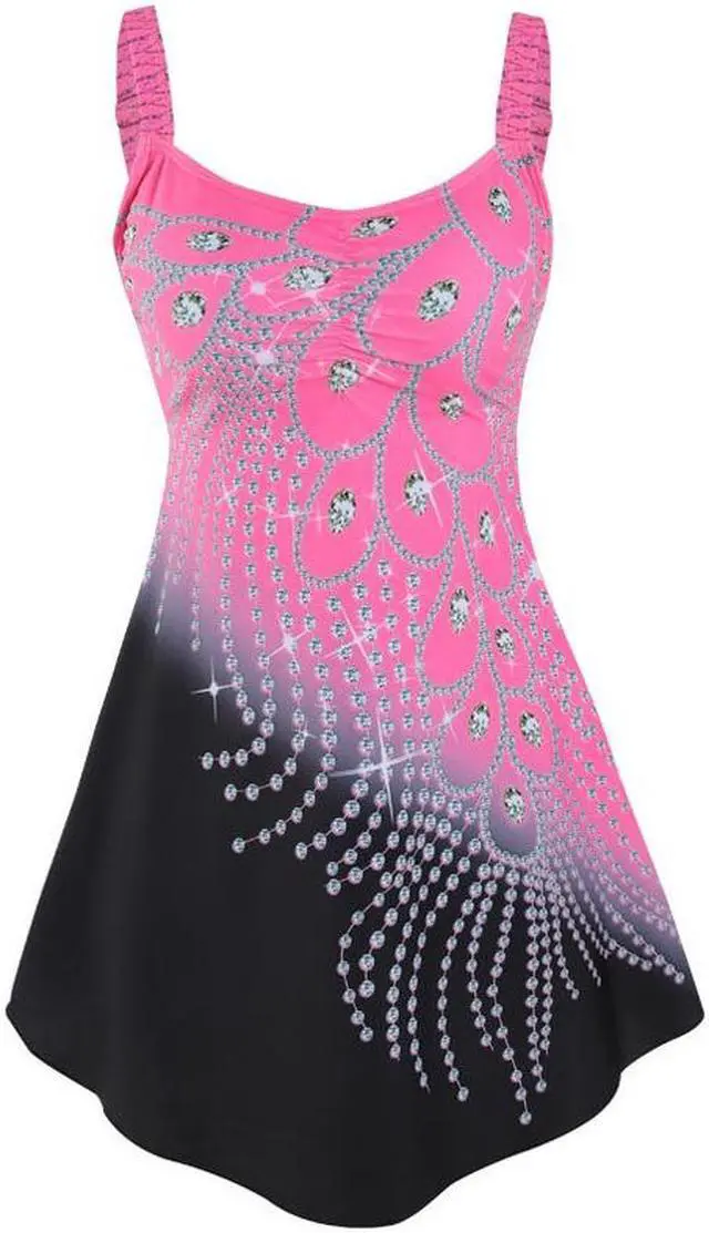 Alt view image 2 of 5 - 2 Piece Swim Dress with padded bra and Black Swim Panties – Pink–setQ