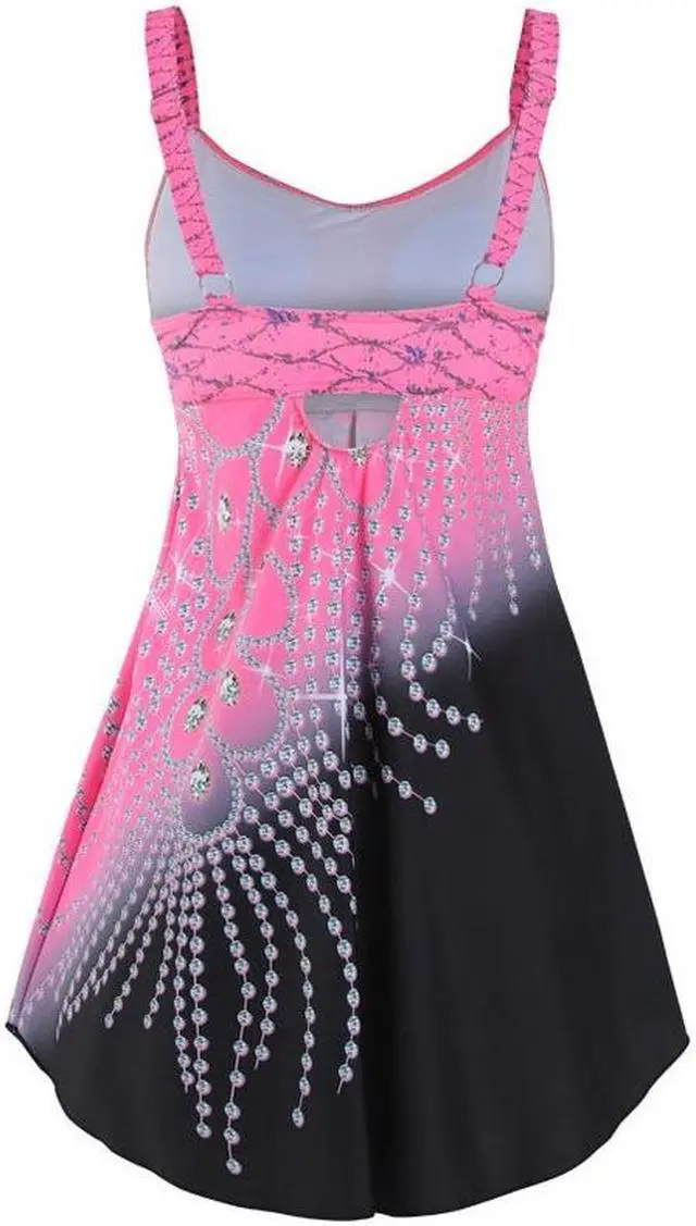 Alt view image 4 of 5 - 2 Piece Swim Dress with padded bra and Black Swim Panties – Pink–setQ