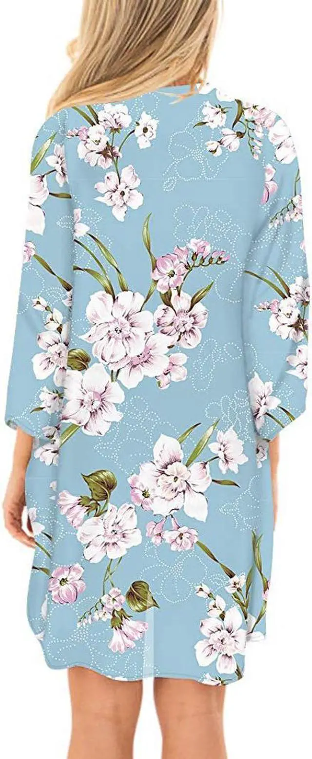 Alt view image 5 of 7 - Women’s Print Sheer Flowy Summer Chiffon Loose Casual Kimono Cardigan Cape Cover Up – LPD8968