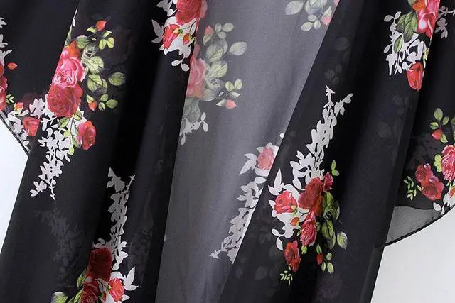 Alt view image 7 of 7 - Women’s Print Sheer Flowy Summer Chiffon Loose Casual Kimono Cardigan Cape Cover Up – LPD8758