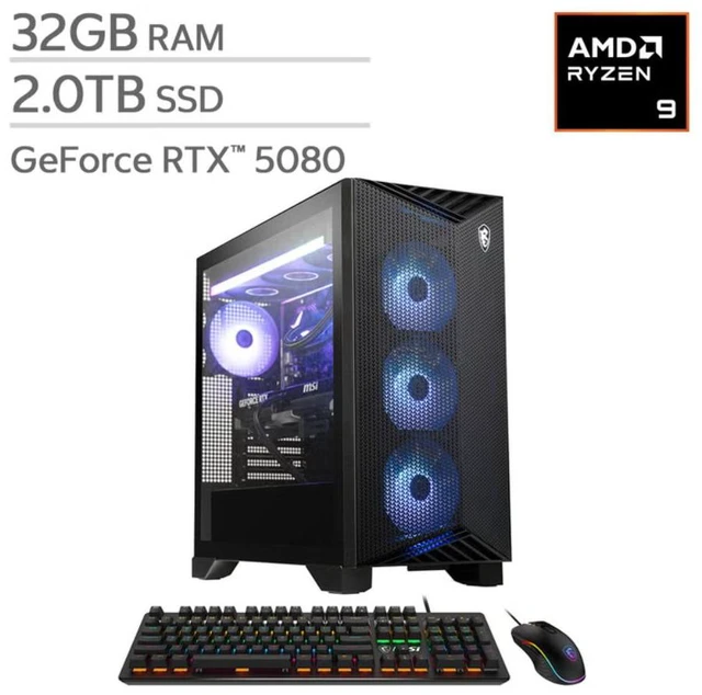 Main image of MSI Aegis Gaming Desktop - AMD Ryzen 9 9900X - GeForce RTX 5080 - Windows 11 Home - 32GB RAM - 2TB SSD