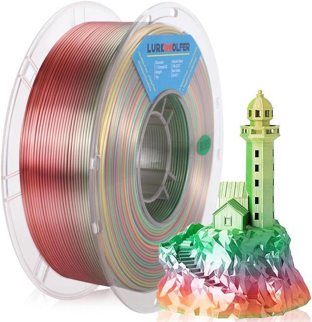 Shiny Silk Multicolor Rainbow PLA 3D Printer Filament, Fast Color
