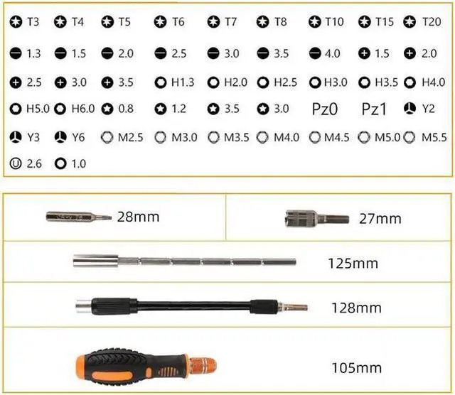 Alt view image 5 of 5 - 53 in 1 Multi-Function Chrome Vanadium Steel Glasses Screw Hardware Tool