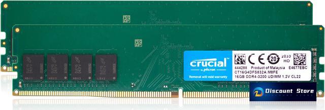 Crucial 32GB(2X16GB) 288-pin DDR4-3200MHz PC4-25600 CT16G4DFS832A.M8FE  UDIMM Desktop Memory 
