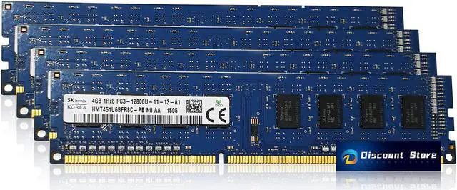 Main image of Hynix 16GB(4X4GB) HMT451U6AFR8C-PB DDR3 1600MHz Desktop PC RAM PC3-12800U Memory 240pin 1Rx8 UDIMM