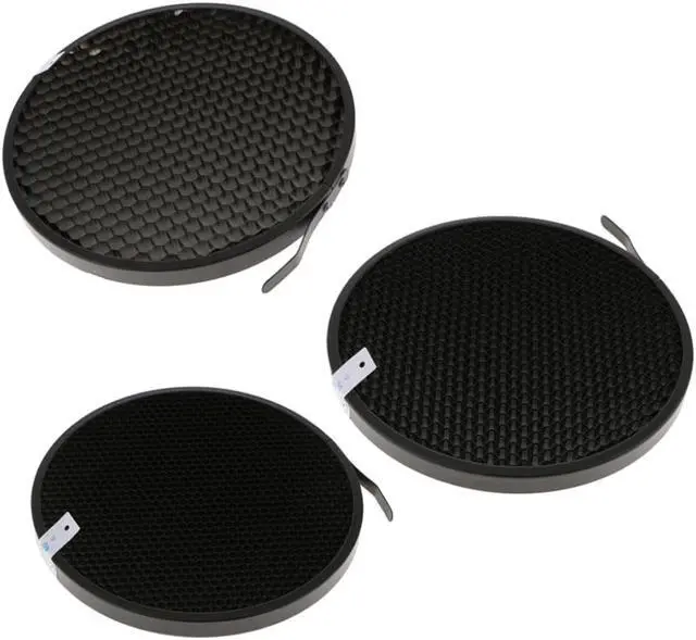 Alt view image 2 of 4 - 3Pcs 60 50 40 Degree Eggcrate Honeycomb Grid for 7inch Reflector Diffuser Lamp Shade Dish Photo Studio Accessories
