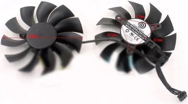 Alt view image 3 of 3 - 2pcs/set PLA09215B12HH  for EVGA GTX1050TI/1070/1080 4pin 0.55A Graphics fan
