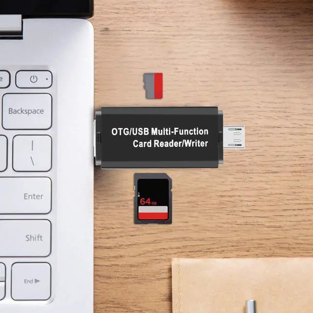 Alt view image 4 of 4 - Lector de tarjetas OTG Flash 3 en 1 para accesorios de ordenador portátil, tarjeta Micro SD TF de alta velocidad, adaptador para grabador, USB 2,0