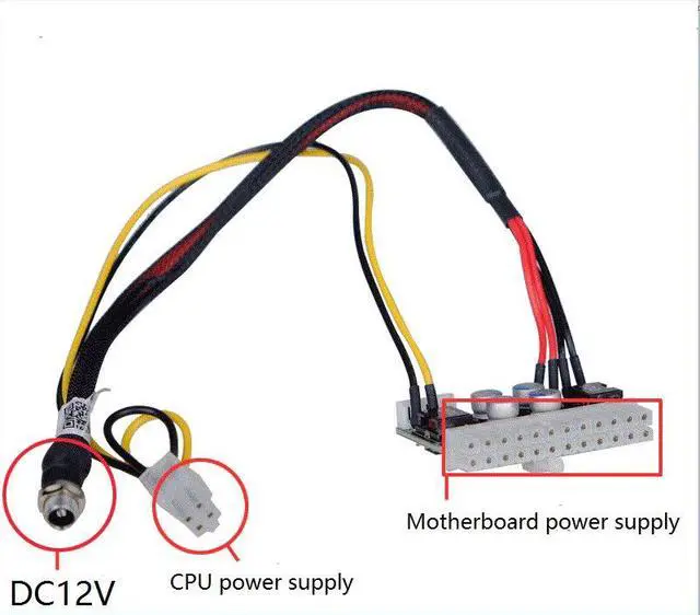 Alt view image 3 of 3 - ITX small chassis DC-ATX line power board 150W DC-DC power board Plus adapter power kit