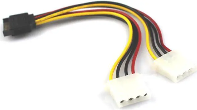 Alt view image 2 of 5 - 18CM computer ATX power supply extension cord 15 Pin SATA Male to 2 Female 4 Pin IDE HDD Power Hard Drive Cable