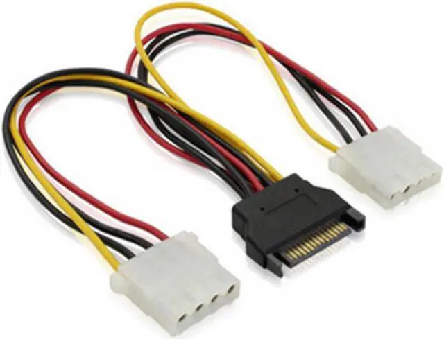Alt view image 3 of 5 - 18CM computer ATX power supply extension cord 15 Pin SATA Male to 2 Female 4 Pin IDE HDD Power Hard Drive Cable