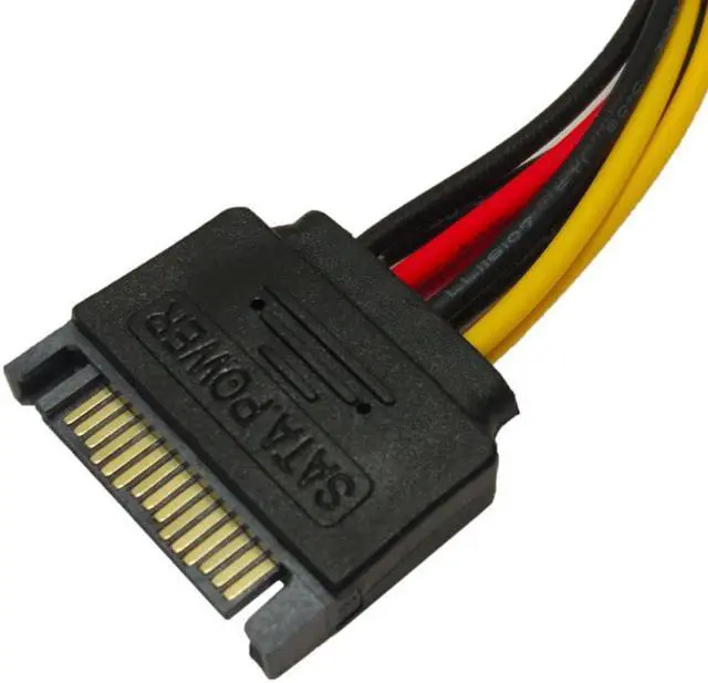 Alt view image 5 of 5 - 18CM computer ATX power supply extension cord 15 Pin SATA Male to 2 Female 4 Pin IDE HDD Power Hard Drive Cable