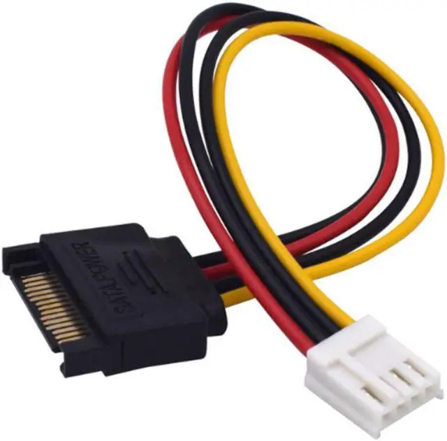 Alt view image 3 of 4 - SATA 15Pin Male to 4Pin Female FDD floppy adapter hard drive power cables 18cm computer power extension cord