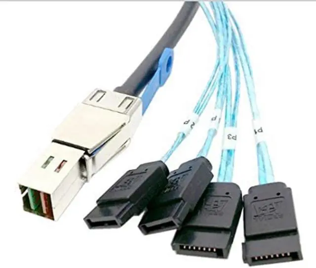 Alt view image 3 of 3 - Mini SAS HD SFF-8644 to 4 x SATA 7Pin Hard Disk Cable 12Gbps Server External Hard Disk High-Speed Cable 3.33TF/1M