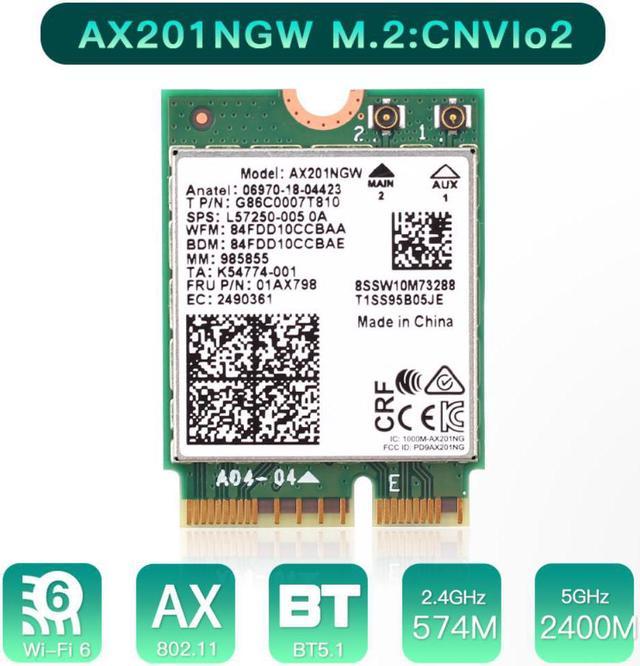 Wi-Fi 6 Intel AX201 M.2 Key E CNVio 2 Wifi Card Dual Band 3000Mbps